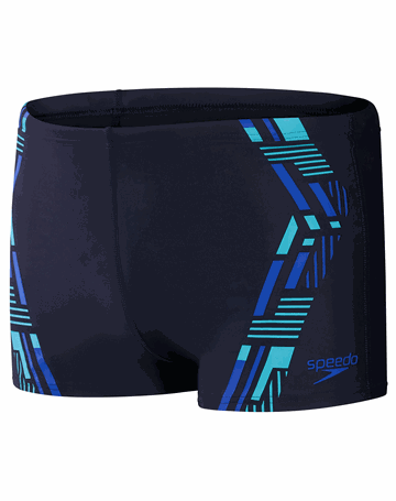 Speedo Tech Print Aquashort Badebukser Navy-Blå-Turkis Herre