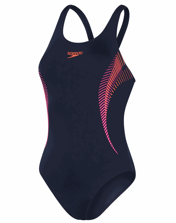 Speedo Placement Muscleback Svømmedragt Navy-Pink-Orange Dame