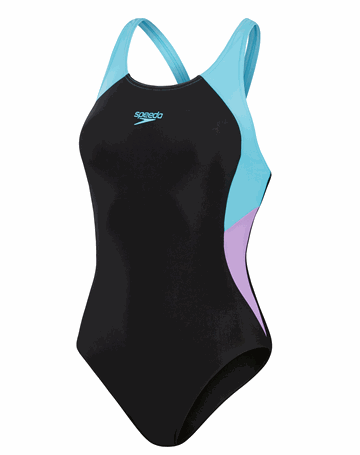 Speedo Colorblock Splice Muscleback Badedragter Black-Purple Dame