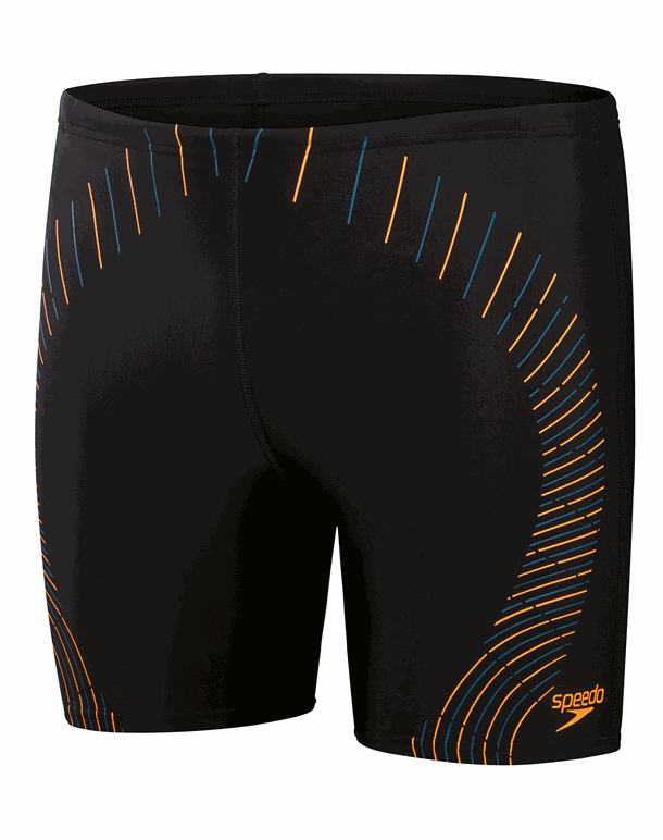 Speedo Duo Logo Print Mid Jammer Badebuks Black-Yellow Herre