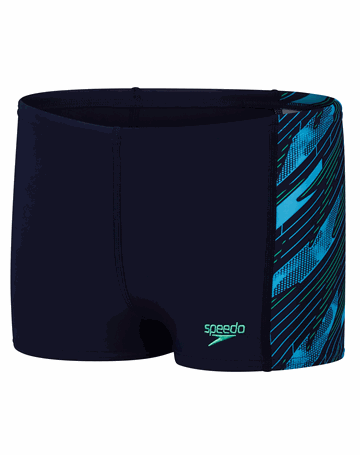 Speedo HyperBoom Panel Aquashort Badebuks Navy-Green Drenge