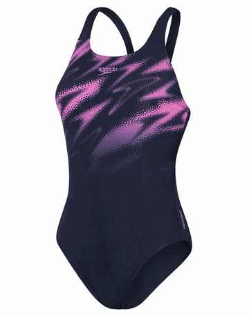 Speedo HyperBoom Placement Muscleback Svømmedragt Navy-Lilla Dame